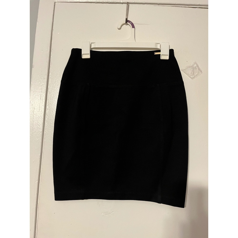 Ivanka Trump Black Ponte Knit Pencil Skirt High Waist Pull On Mini Size S